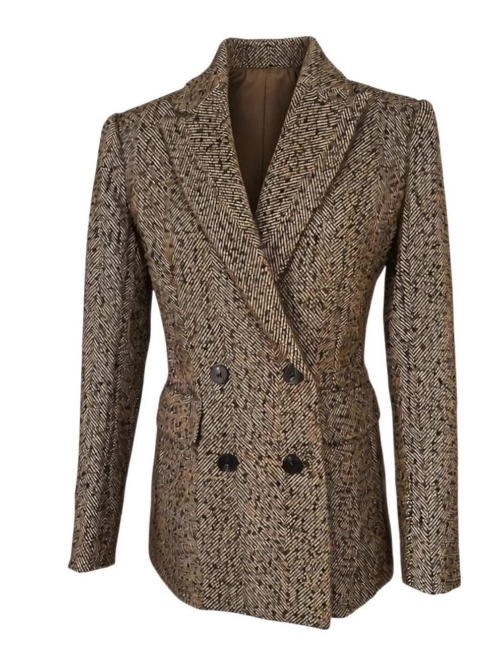Brown wool blend and Herringbone Double-Breasted Blazer – Joe Fresh XS-Small